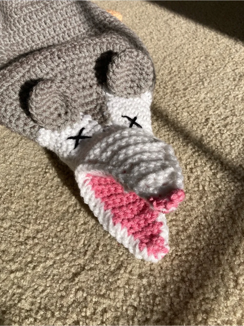 Handmade Crochet Possum Grocery Bag Holder
